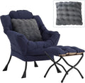 Large Lazy Chair with Ottoman, Accent Reading Chairs with a Throw Pillow by HomeEastllyHome