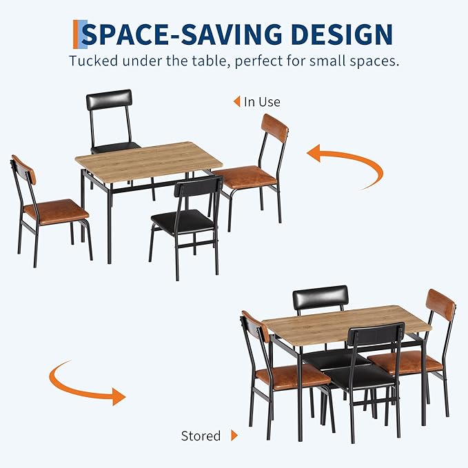 5 Piece Dining Room Table Set, Kitchen Table Set - Image 5