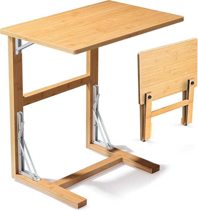 Tatub 24'' Folding TV Tray Table, Foldable C Shaped End Table Slide Under Couch by Tatub