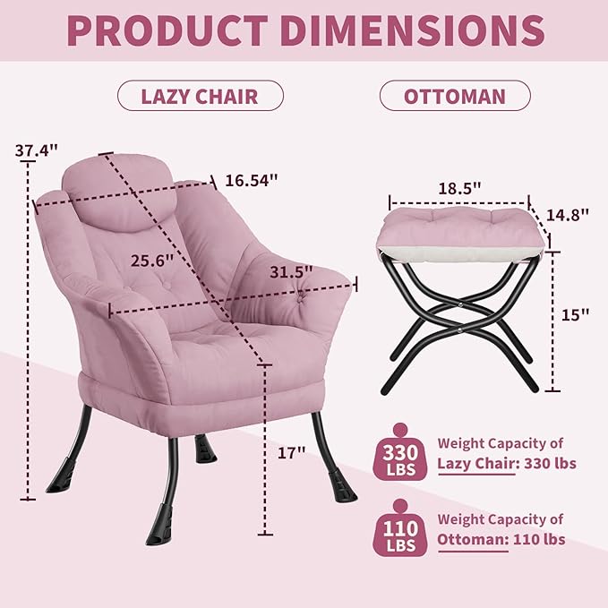 IDEALHOUSE Lazy Chair with Ottoman - Image 3