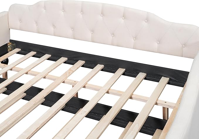 Full Size Linen Upholstered Tufted Daybed - Image 5
