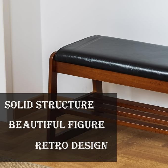 latifolia Solid Wood Bench, Entryway Shoe Bench - Image 7
