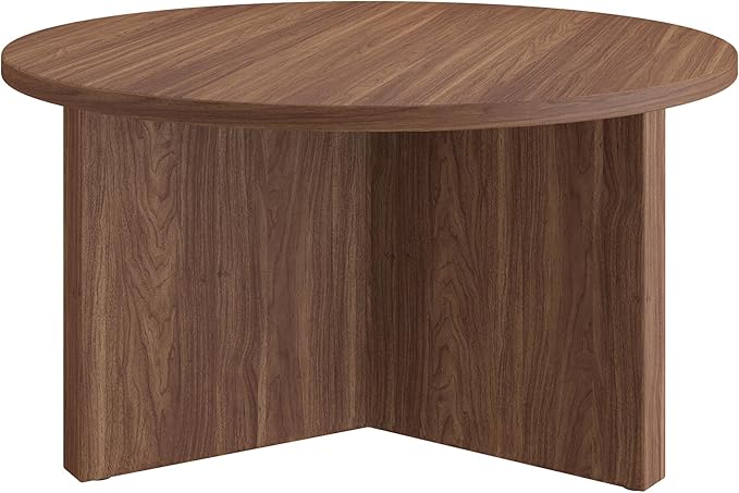 Henn&Hart 32" Round Wood Pedestal Coffee Table - Image 4