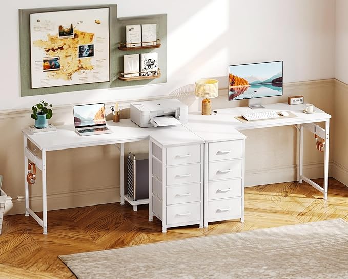 Casaottima L Shaped Desk with 4 Drawers, Reversible Kids Study Desk with CPU - Image 6