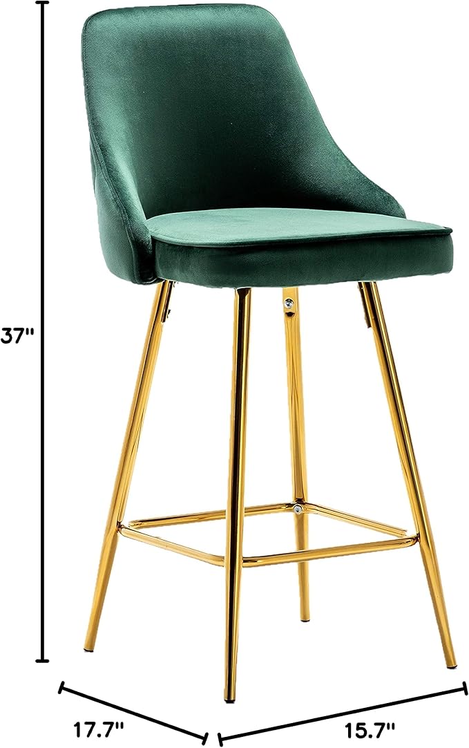 BTEXPERT Set of 2 Pack, upholstered Dining Bar Chairs Footrest High Back - Image 3