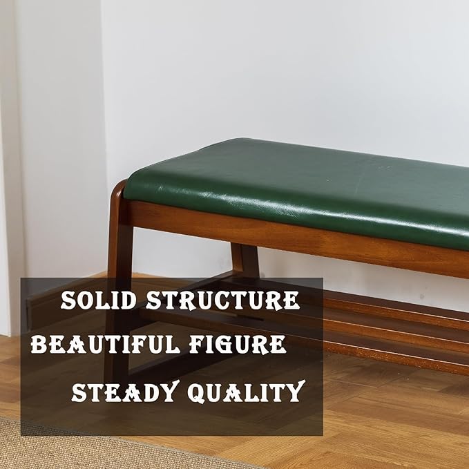 latifolia Solid Wood Bench, Entryway Shoe Bench - Image 3