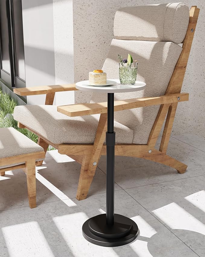 Height Adjustable Drink Table, Vintage Round Indoor Metal Plant Stand, - Image 4