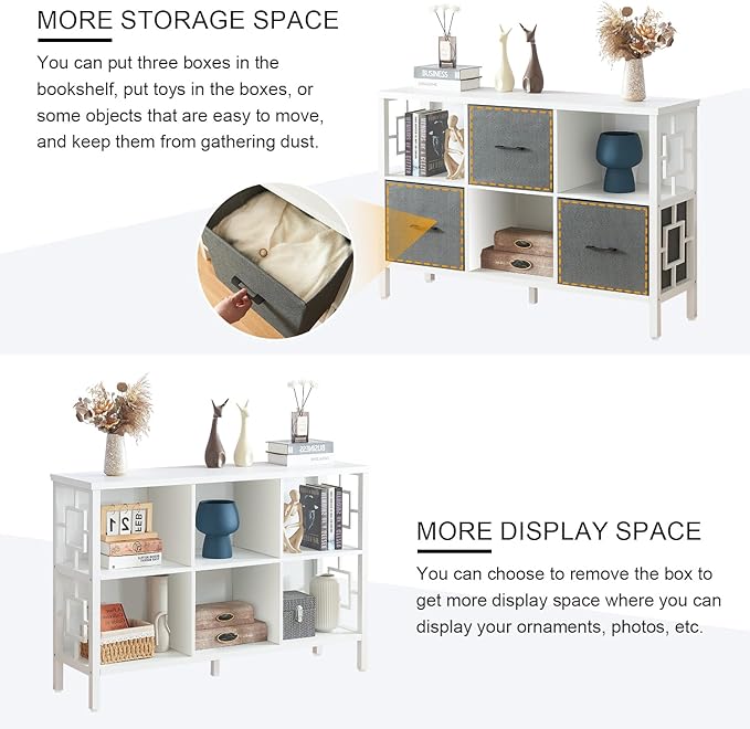 HOMISSUE 6 Cube Storage Organizer Shelf, Rustic Short Bookshelf - Image 6