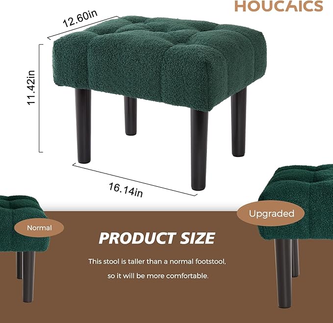 HOUCHICS Fur Padded Foot Stool, Small Ottoman Rest - Image 2