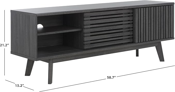 SAFAVIEH ESMA TV Stand for up to 65" Flatscreen – Distressed Black, Sliding - Image 2