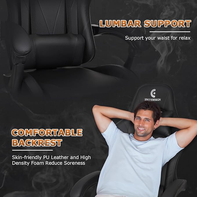 Gaming Chair with Linkage Armrest & Footrest, High Back Video Gaming Chair - Image 7