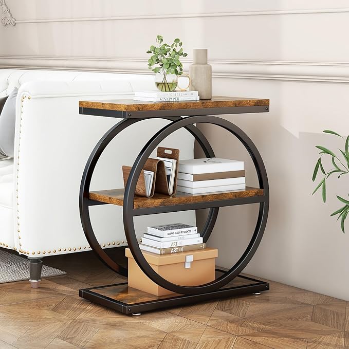 IBUYKE Narrow End Table with 3 Storage Shelves, Industrial Sofa Side Table - Image 8