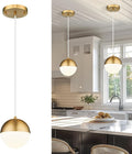 LMS 6-inch Brushed Gold Pendant Light Fixtures, Mid Century Pendant Light by LMS