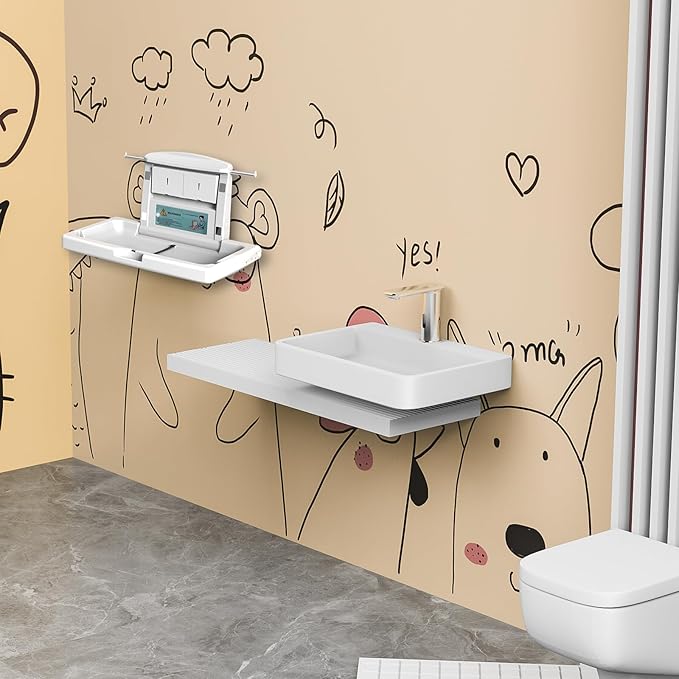 Commercial Baby Changing Station, Wall Mounted Horizontal Baby Changing Table - Image 9