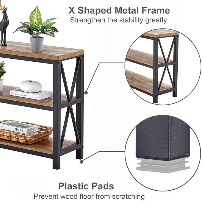 FATORRI Console Table for Entryway, Wood Sofa Table, Rustic Hallway Tables - Image 7