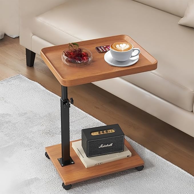 C Table End Table Adjustable Height, 360°Swivel TV Tray Table by SJIE