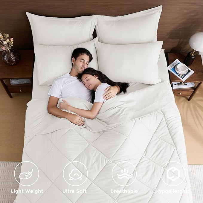 HEVUMYI Ivory Queen Comforter Set - Image 2