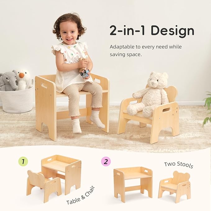 OOOK Montessori Weaning Table and Chair Set, Kids Activity Wooden Toddler Table - Image 2