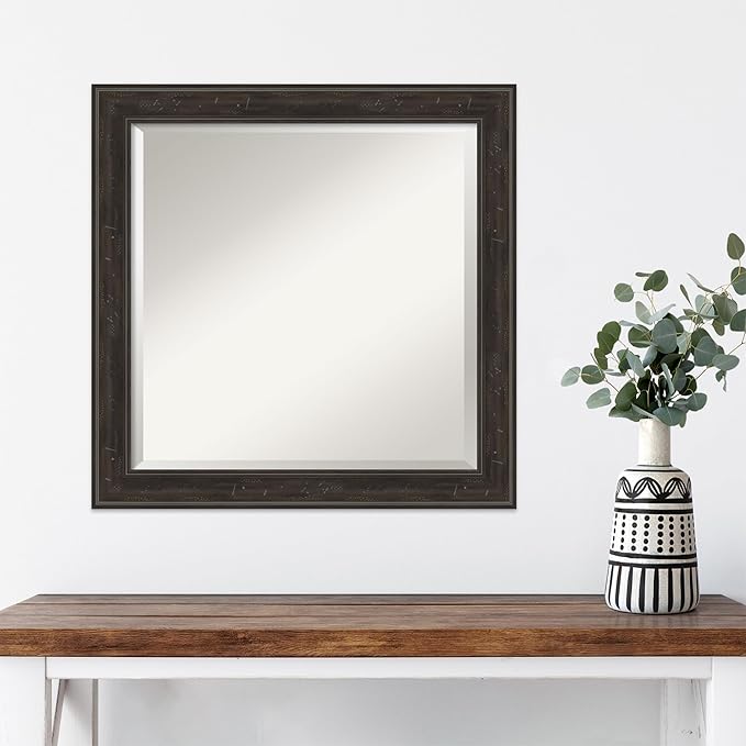 Amanti Art Brown Wall Mirror 24x24 Shipwreck Greywash Narrow Square Bathroom - Image 4