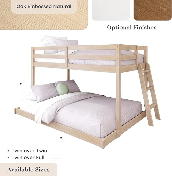 Grain & Grove Bear Twin Over Full Bunk Bed, Low Bunk Bed Frame - Image 6
