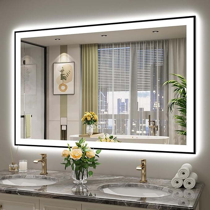 55x36 Inch LED Bathroom Mirror by YEELAIT