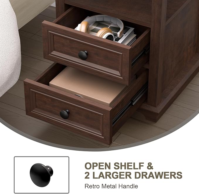18" Wide End Table with Fast Charging Station Set of 2, 18” Wide Sofa Side - Image 5