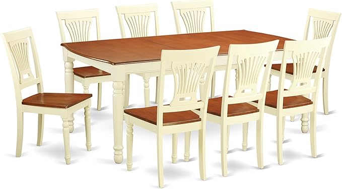 East West Furniture DOPL9-WHI-W 9 Piece Dining Table Set Includes a Rectangle by EastWestFurniture