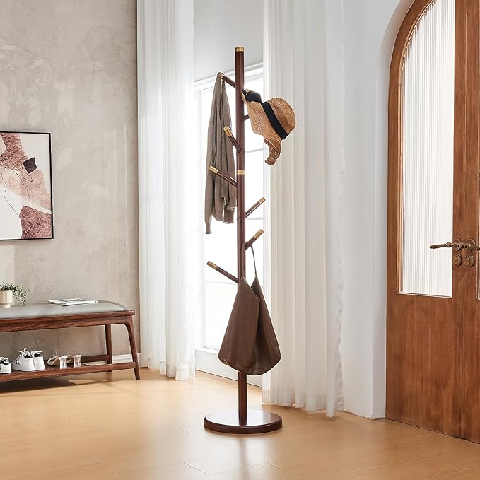 Uniclinens Coat Rack Freestanding Solid Wood Coat Tree Standing - Image 9