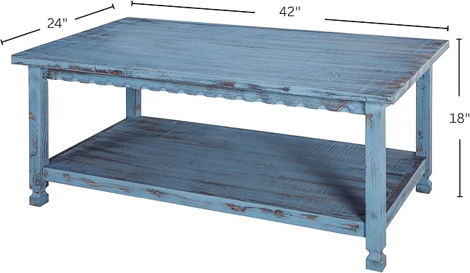 Rustic Rectangular Coffee Table, 42 in. W x 24 in. D x 18 in. H, Living Room - Image 3