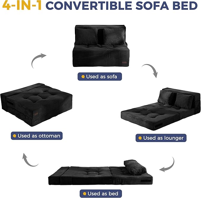 MAXYOYO Convertible Sofa Bed, Fold Out Loveseat Sleeper Sofa - Image 4