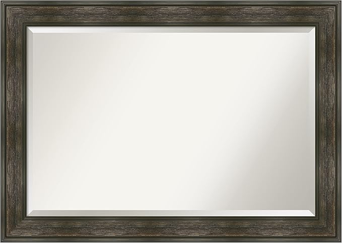 Amanti Art Brown Wall Mirror 30x42 Rail Rustic Char Rectangle Bathroom Mirror by AmantiArt