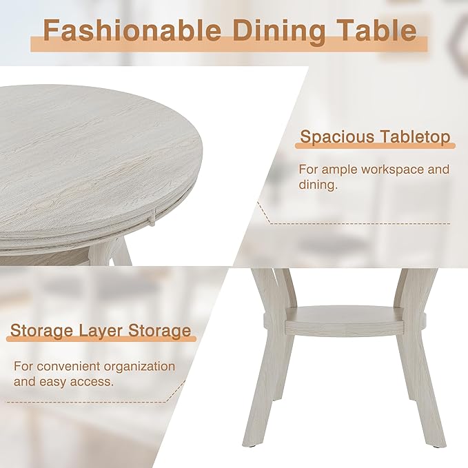 5-Piece Solid Wood Dining Table Set - Image 3