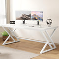 LVB Modern White Computer Desk, Long Industrial Home Office Desk by LVB