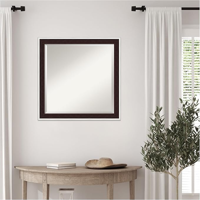 Amanti Art Wall Mirror 23x23 Maya Espresso Silver Square Bathroom Mirror - Image 7
