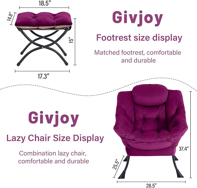 Lazy Chair and Ottoman, Large Accent Lounge Chair - Image 3