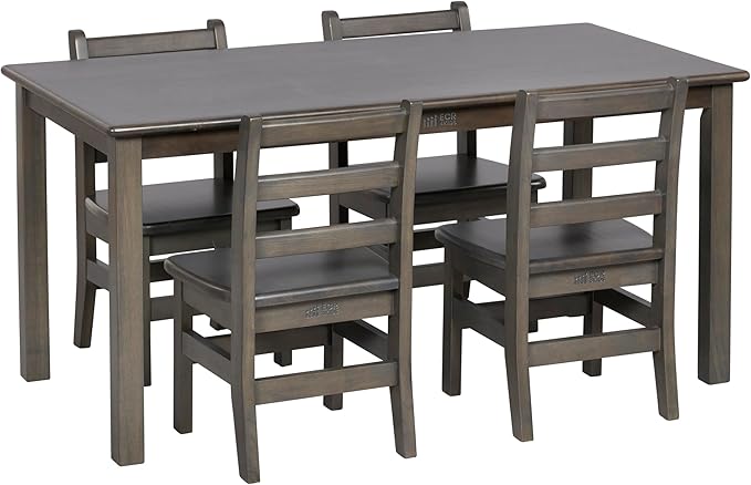 ECR4Kids 24in x 48in Rectangular Hardwood Table and Chair Set, 12in Seat Height by ECR4Kids
