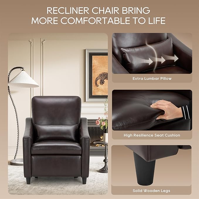 COLAMY Pushback Electric Recliner Chair, Premium Leather Upholstery - Image 6