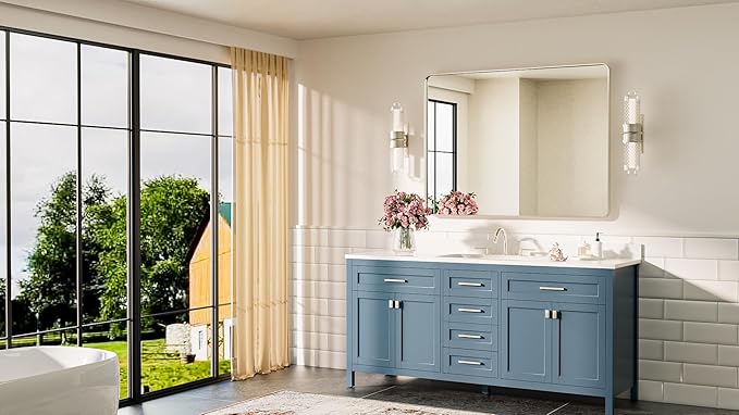 TETOTE Brushed Nickel Bathroom Mirror 40 x 30 Inch Brushed Nickel Metal Framed - Image 8