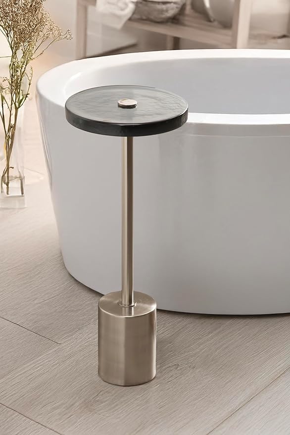 Kate and Laurel Xyler Modern Round Metal and Glass Drink Table, Decorative - Image 4