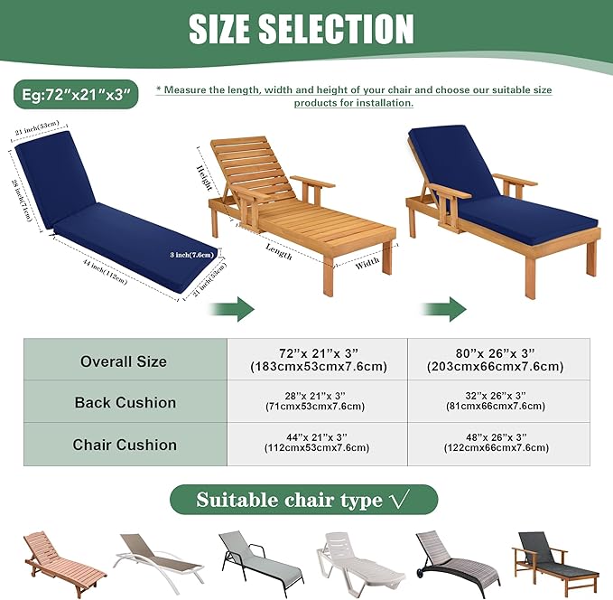 Chaise Lounge Cushions Outdoor Set of 4 - Image 8