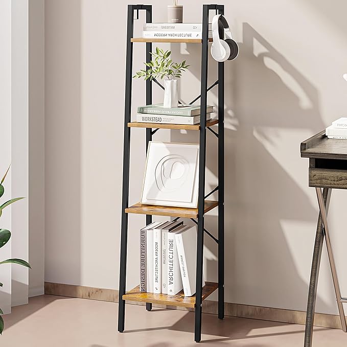 Ladder Shelf, Bookshelf Bookcase, Freestanding Corner Storage Shelve by Hzuaneri