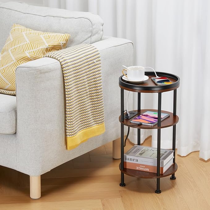 Small Round Side Table with Charging Station - Image 5