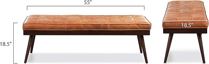 POLY & BARK 55" Tufted Leather Bed Bench - Image 3
