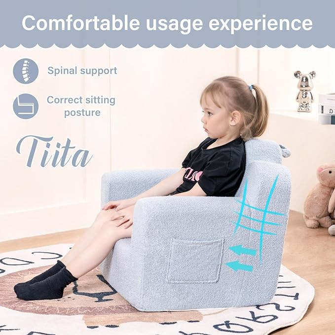 Tiita Kids Couch Plush Toddler Chair, Cloud-Like Glow in The Dark Kids Sofa - Image 5