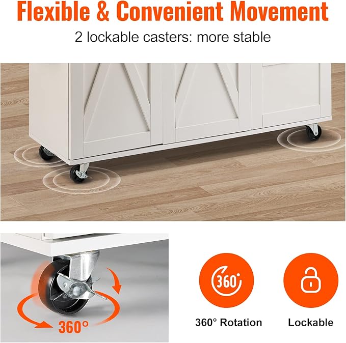 VEVOR Kitchen Island Cart with Solid Wood Top, 35.4" Width Mobile Carts with - Image 4