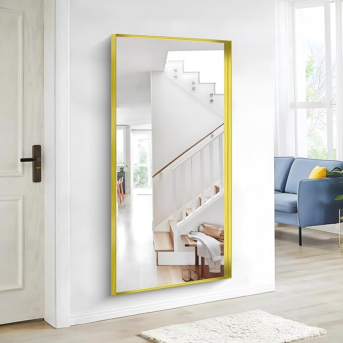 Gold Bathroom Mirror, 30x60 Inch Rectangular Deep Frame Mirror, Large Wall - Image 5
