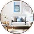 36 inch Circle Wall Mirror, Brushed Bronze Metal Framed Round Mirror by UMZODO