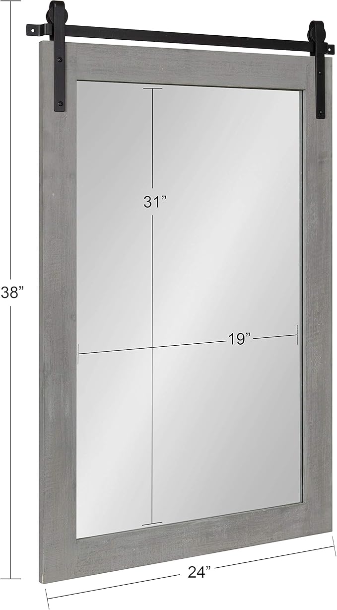 Kate and Laurel Cates Farmhouse Wall Mirror, 24 x 38, Barn Door-Inspired Rustic - Image 7