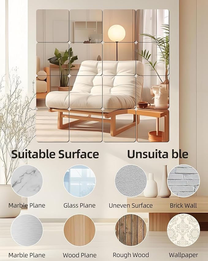 12" x 12" Glass Wall Mirror Tiles - Image 6