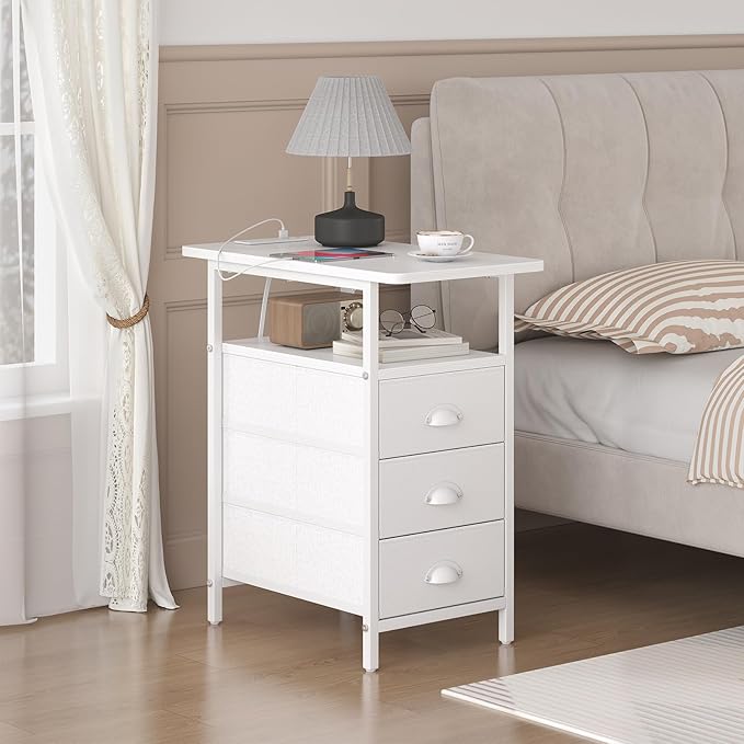 End Table with Charging Station, Side Tables Livingroom with USB Ports and - Image 6